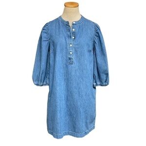 GAP Dress Womens X Small XS Blue Denim Jean Chambray Long Sleeve Pockets